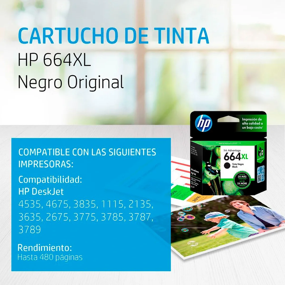 Cartucho Hp Deskjet 1115 2136 Original 664xl Negro 664xl — foto 1