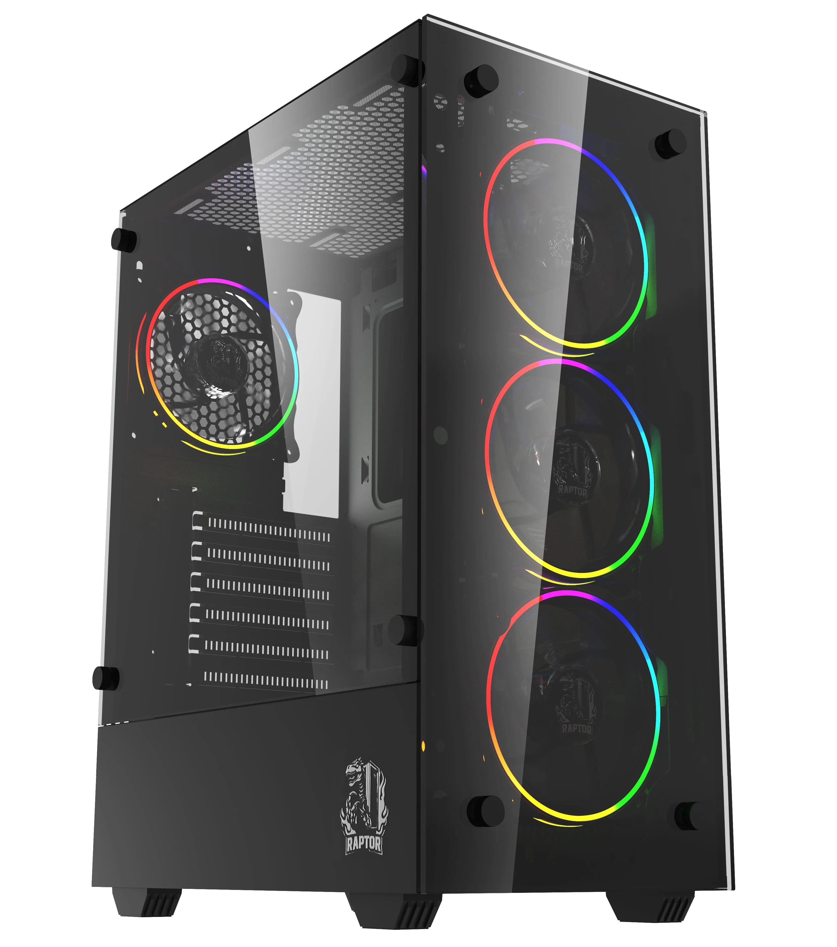 Gabinete Raptor Sentinel TG Mid-Tower RGB Fan x4 w/button control (6718)