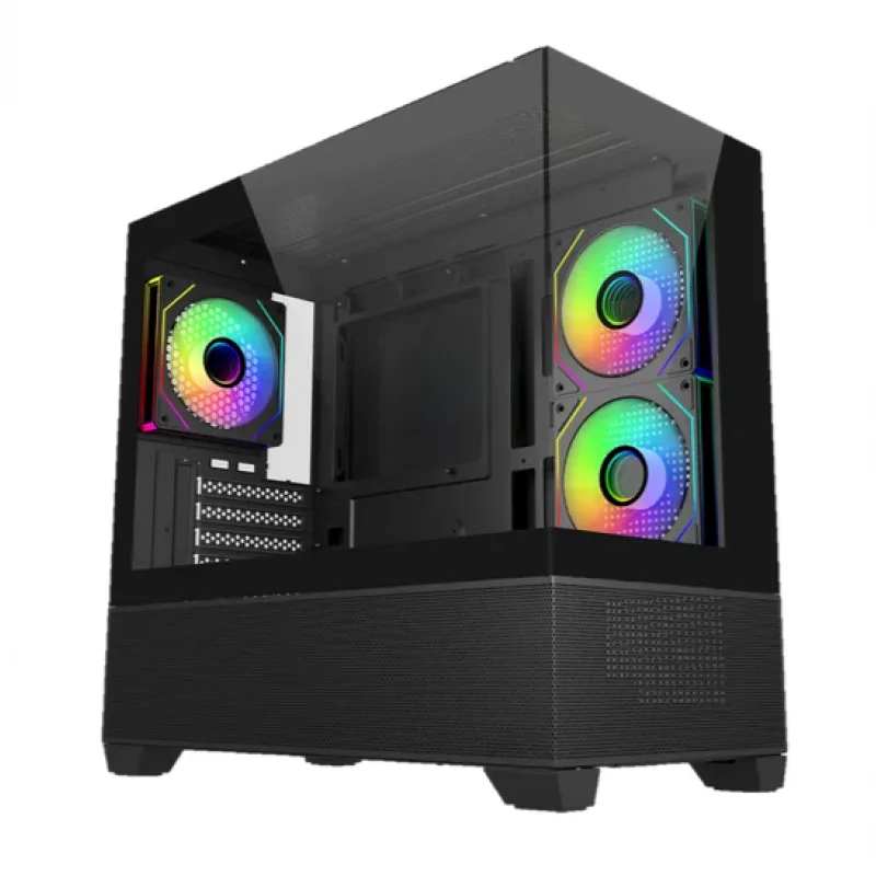 Gabinete Cooler Master Elite 490 Mini Tower 3 Fans 120mm ARGB Tempered Glass Black s/Fuente — foto 2