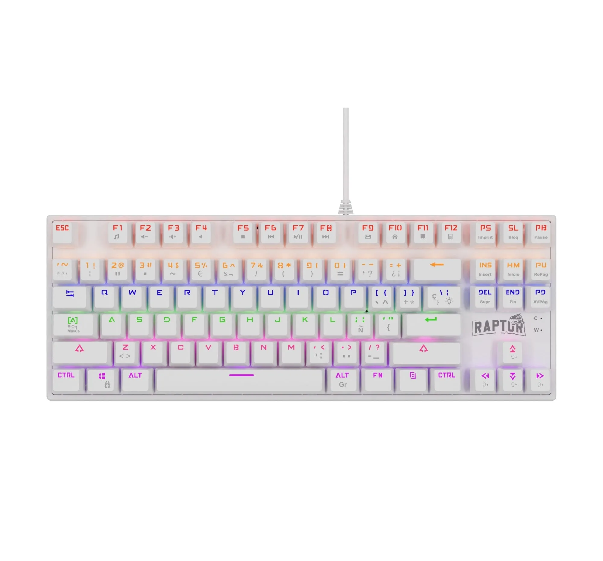 Teclado Gamer Raptor Fireclaw M87 Mecanico Retroiluminado Switch Red Outemu White — foto 7