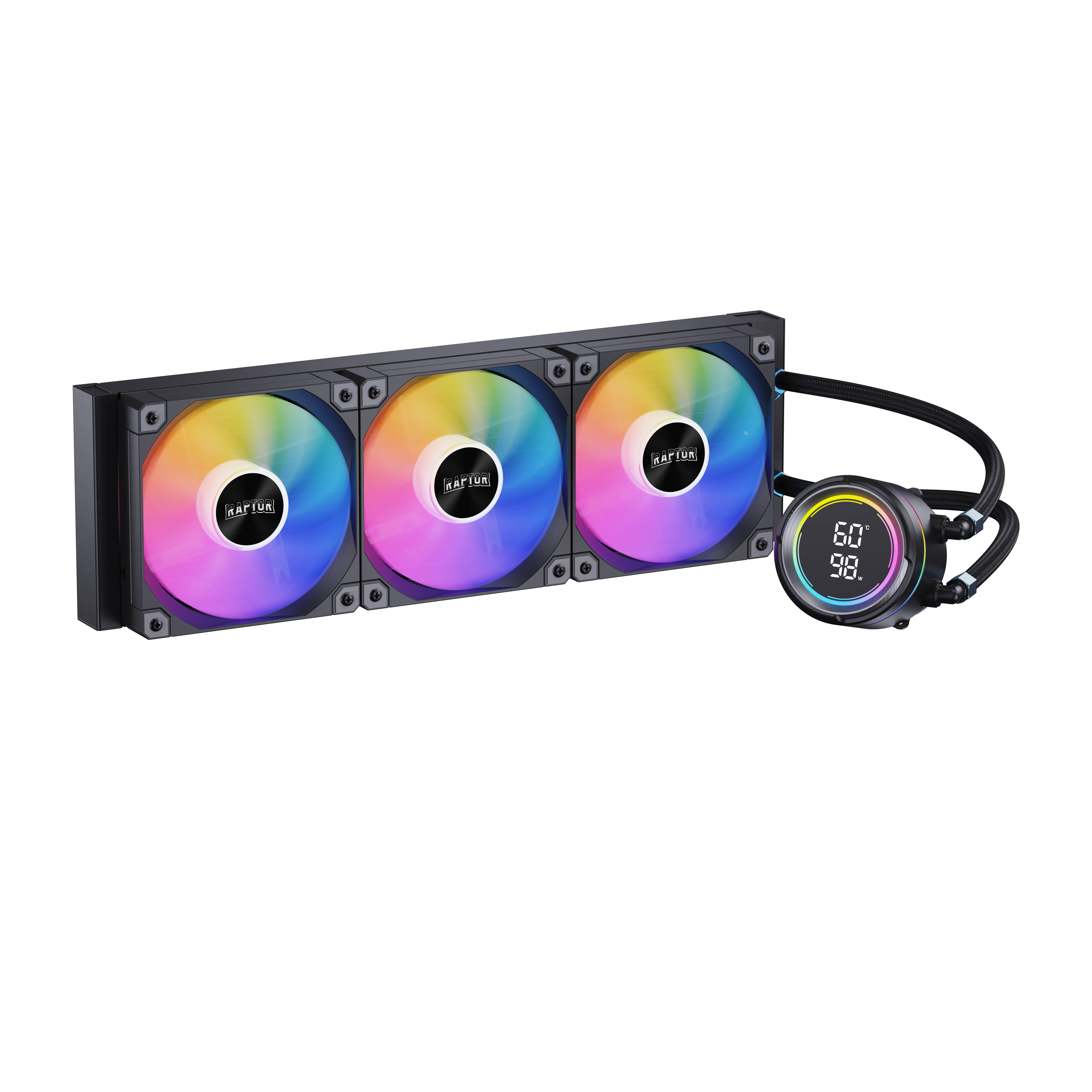 Water Cooling Raptor Aqua Pro 360 Display 3x CPU Cooler 360mm Negro (7688) — foto 2