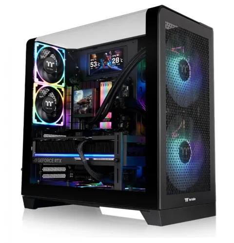 Gabinete TT View 390 Air Mid- TG Curvo Fan X2 Black (8845)